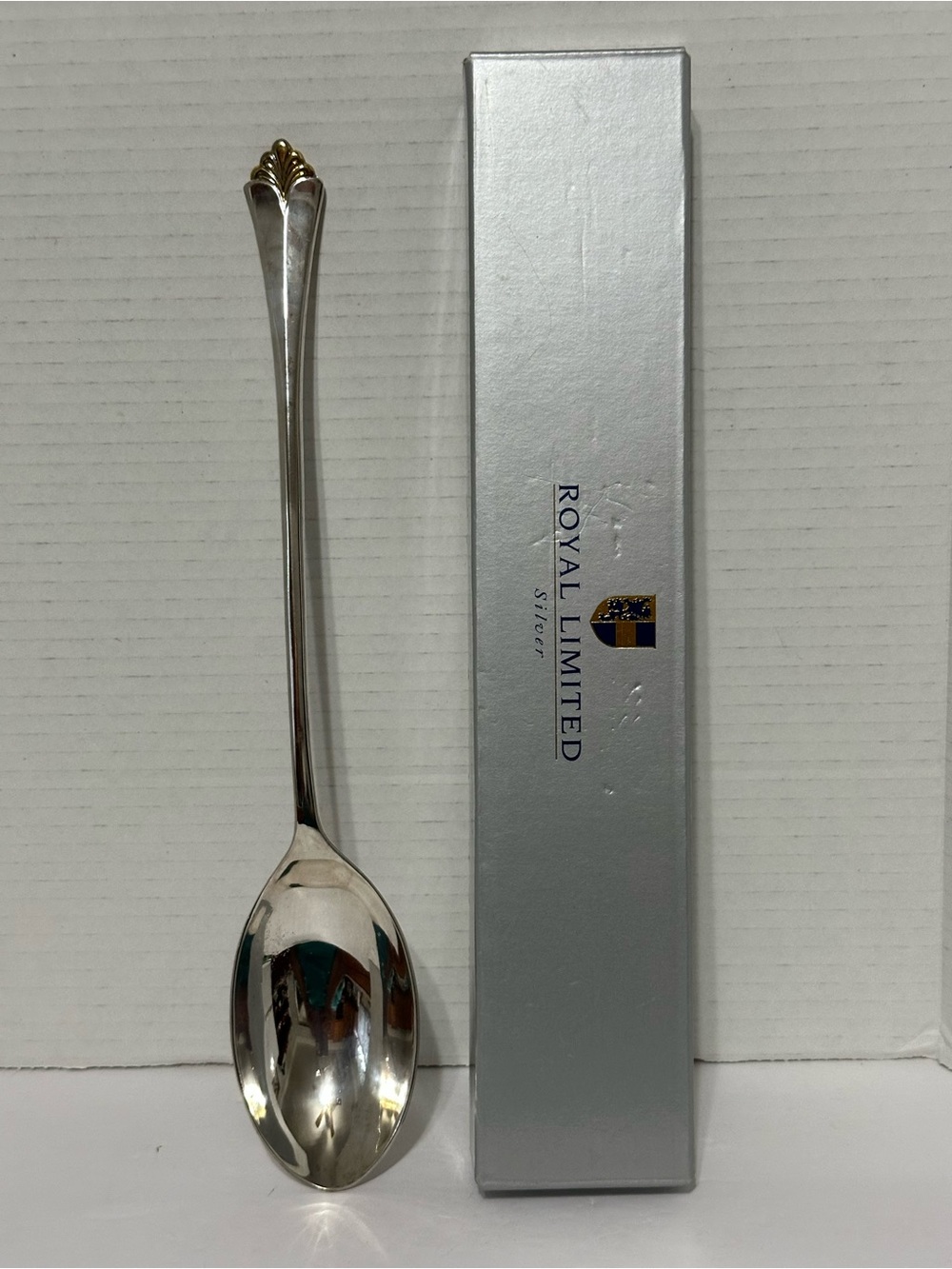 Royal Limited Silverplated Serving Casserole Spoon with Gold Accent. #3